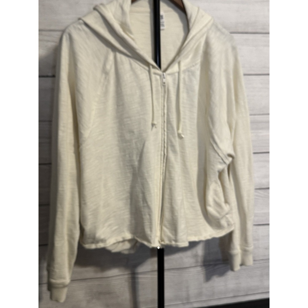 Victoria's Secret PINK Ivory Full Zip Hoodie XXL Lightweight Cropped - Picture 3 of 7